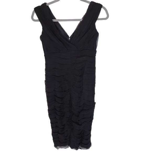 Tadashi Shoji Womens 4P Black Sleeveless Ruffle Bodycon Evening
